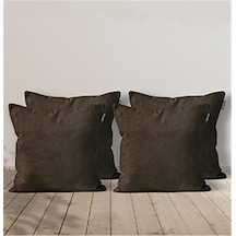 4'lü Kadife Dokulu Kırlent Kılıfı Acı Kahve-1991 - Acı Kahve