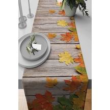 Turuncu Çınar 3d Desenli Premium Masa Örtüsü Runner Rnr080n11