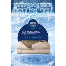 Soğutmalı Yatak Örtüsü Seti Tek Kişilik Soğuk Icecool 2 Parça Çift Taraflı Bej Kahve