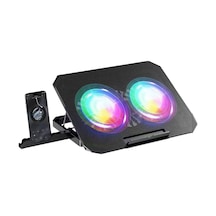 Büro Ev Ofis İçin Çift Fanlı Rgb Işıklı Standlı Notebook Soğutucu