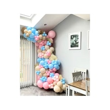 Makaron Mavi Pembe Ve Sütlü Kahve Balon Zinciri 100 Adet Mix