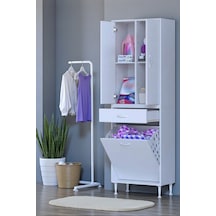 Eliusta Pine 55 Cm Genişlikte Dolap 55x171x32,5 Cm Banyo/mutfak Dolabı İki Kapaklı Sepetli Dolap Beyaz