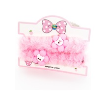 Biem Peluş İkili Çiçekli Simit Toka Açık Pembe Gold/gümüş