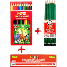 Altıs 12 Li Kurşun Kalem+Kırmızı Kalemi+Tam Boy Kuru Boya Kalemi