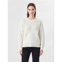Neden Tekstil Beyaz Kadın Triko Oversize Kazak