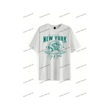 Tarzsokak Unisex Bay Looney Tunes X Karikatür Grafik Düşük Omuz Büyük Boy Tişört Kod-1320 Beyaz