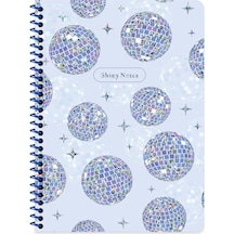Keskin 16,5 X 22,5 Kareli Spiralli Işıltı Defter - Mavi Çok Renkli