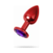 Zaga Oyun Metal Mor Taşlı Kırmızı Anal Plug Orta Boy