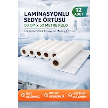 Laminasyonlu Sedye Örtüsü 50 Cm X 50 Metre Rulo Tek Kullanımlık Muayene Masası Örtüsü 12 Adet