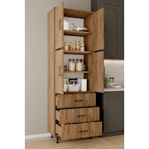 Aeka Ae-3020 Irmak 4 Kapaklı Çok Amaçlı Dolap 3 Çekmeceli Raflı Mutfak Kiler Banyo 195x63x35 Çok Amaçlı Dolap Çam - Çam