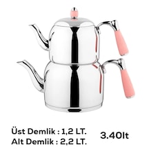 Özkent K-377 Armine Orta Boy Paslanmaz Çelik Çaydanlık Takımı Pem Pembe