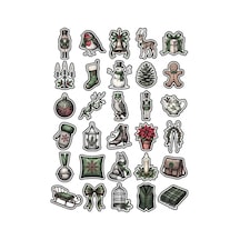 30 Adet Vintage Gotik Yılbaşı Sticker Seti - Laptop Ajanda Defter Scrapbook İçin Çok Renkli