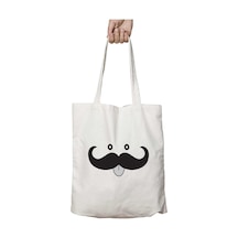 Art Hediye Moustachio İki Tarafı Kalıcı Baskılı Yıkanabilir Okul Plaj Omuz Bez Çantası Çok Renkli