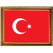 Yaldızlı Çerçeveli Türk Bayrağı - 35x50cm