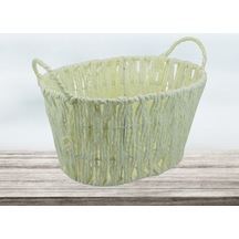 Kulplu Oval Sepet - 24 X 18 X 14 Cm Çok Renkli
