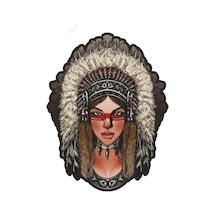 Kızılderili Kadın Sticker 14Cm