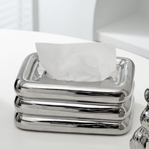 Gümüş-premium Seramik Doku Kutusu Kapağı Gümüş Kaplama Kore Tarzı Doku Kutusu Tutucu Oturma Odası Sehpa Dekorasyon Ev Dekor