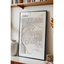 Kahire Mısır Cairo-egypt Haritası Çerçeveli Tablo Lüks Salon Duvar Dekorasyonu Hediyelik Tablo