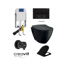 Creavit Tp325 Siyah Mat Asma Klozet Set + Duck Yavaş Kapanır Kapa