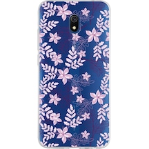Xiaomi Redmi 8a Uyumlu Kapak Floral Pudra Tasarımlı Şeffaf Silikon Kılıf