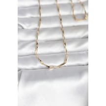 Cm 14k Gold Renk Kesme Çubuk Zincirli Model 60 Cm Kadın Kolye Vice/1395 Çok renkli