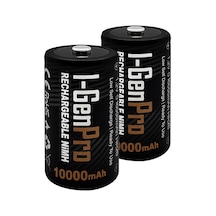 I-gen Pro Hr20 D Büyük Boy 10.000 Mah Şarj Edilebilir D Boy 1.2v Ni-mh Şarjlı Pil 2'li Paket