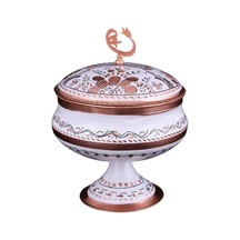 Erzincan El İşlemeli Bakır Ayaklı Şekerlik No:3 Beyaz