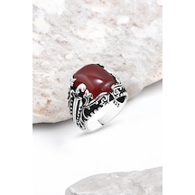 Akik Taşlı Gümüş Erkek Yüzük -4723