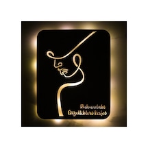 Led Işıklı Kişiselleştirilebilir Kadın Temalı Tablo Perla Dekoratif Gece Lambası Sarı - 737263763 Sarı