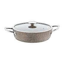 3316 2 Parça Indüksiyonlu Bio Granit 24x7,5 Cm 2,5 Litre Karnıyarık Tencere Kum Beji