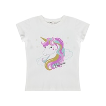 Civil Girls Unicorn Baskılı 6-9 Yaş Tişört - Kırık Beyaz