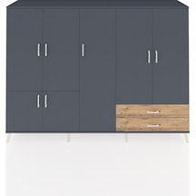 Hyperion Dolap 12 Raflı 2 Çekmeceli 7 Kapaklı 220x44x163 Antrasit Antrasit-antrasit/çam