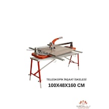 Alüminyum Gövdeli Çelik Ayaklı Teleskopik Katlanır İnşaat İskelesi - 400 Kg Taşıma Kapasitesi 100x48x160cm