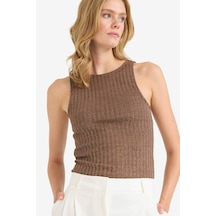Defacto Slim Fit Dar Kesim Bisiklet Yaka Simli Kumaş Atlet F5509ax25aubn331 Kahve-bn331