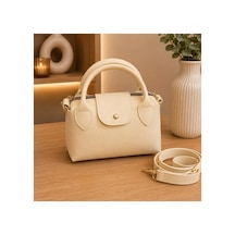Names Bag Vienesta Oval Mini Doktor Çantası - Çapraz Askılı Kadın Kol Ve Omuz Çantası Krem Krem