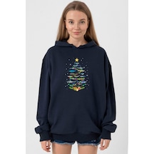Shark Christmas Tree Lacivert Kadın 3ip Kapşonlu 001