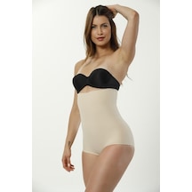 Kadın Bej Lazer Kesim Yüksek Bel Slip Korse Ten Rengi