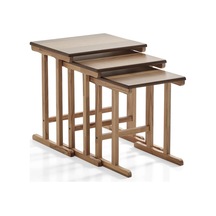 Peony Üçlü Zigon Sehpa Ceviz Kayın Sehpa Ahşap