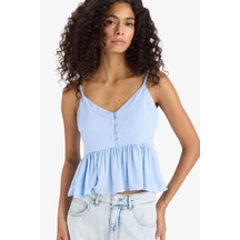 Defacto Regular Fit V Yaka Viskon Askılı Bluz F6101ax25smbe745 Mavi