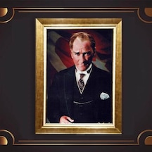 Altın Varaklı Çerçeveli Paspartulu Atatürk Tablo Hk1271