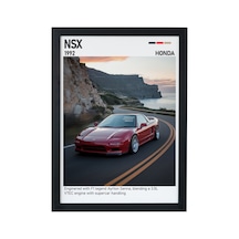 Honda Nsx Ahşap Çerçeveli Poster Tablo Japon Supercar İkonu Siyah