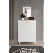 Simple Ayakkabılık Çok Amaçlı Dolap Mutfak Kiler Balkon Beyaz Gold Beyaz