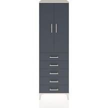 Hyperion Dolap Tek Raflı 5 Çekmeceli Tek Askılı 60x44x195 Aytaşı-antrasit Aytası