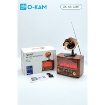 O-kam Ok-ns-02bt Gramofon Tasarımlı Şömine Efektli Retro Radyo