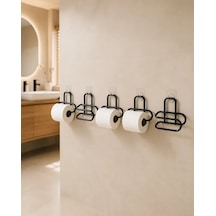 Astraltech 5 Adet Duvara Yapışkanlı Siyah Metal Wc Kağıtlık Tutucu