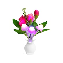 Pembe F&p Renkli Van Tabanı Güzel Gül Mantar Işık Sensörü 4 Led Gece Lambası Ev Dekor Eu Plug Pembe