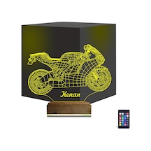 Luvivia Motosiklet Yarış Motoru Kişiye Özel 3d Lamba - Masa Gece Lambası V3 Şeffaf