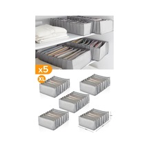 5 Adet 8 Gözlü Gri Benekli Çekmece İçi Düzenleyici Organizer Xlarge Kumaş Gri Diğer
