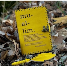 Öğretmene Muallime Deri Defter Sarı