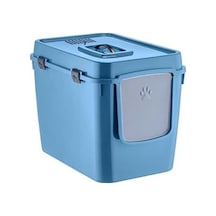 Handor Kapalı Kedi Tuvaleti Xxl 57x39x43 - Mavi Açık Bej